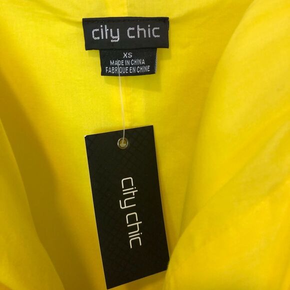 NEW City Chic Frill Thrill Dress Linen Blend Ruffle Detail in Zest Yellow XS/14 - Picture 7 of 9